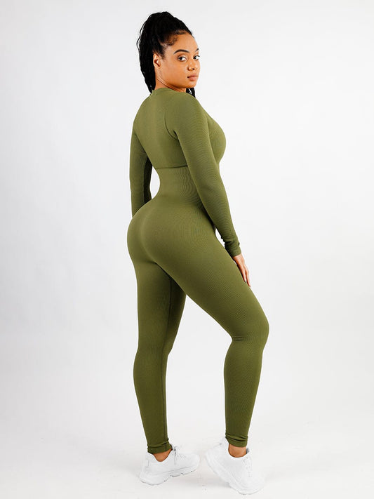 Deep V-neck High Stretchy Seamless Tummy Control Jumpsuit — view 2