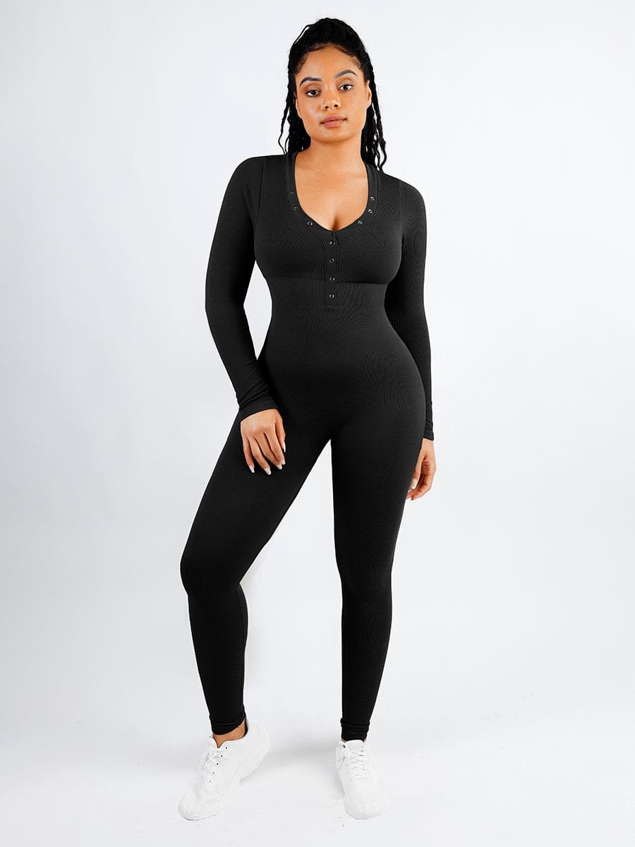 Deep V-neck High Stretchy Seamless Tummy Control Jumpsuit — view 10