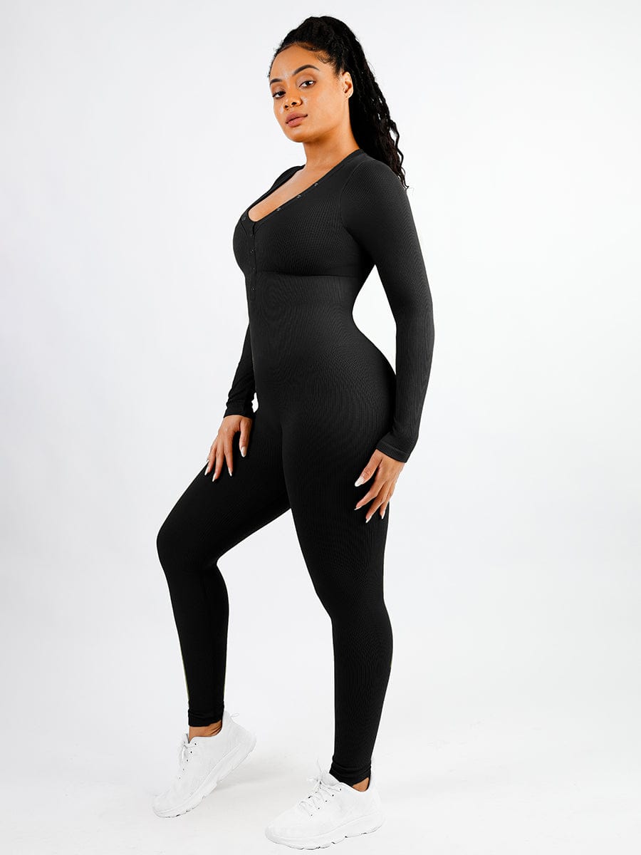 Deep V-neck High Stretchy Seamless Tummy Control Jumpsuit — view 9