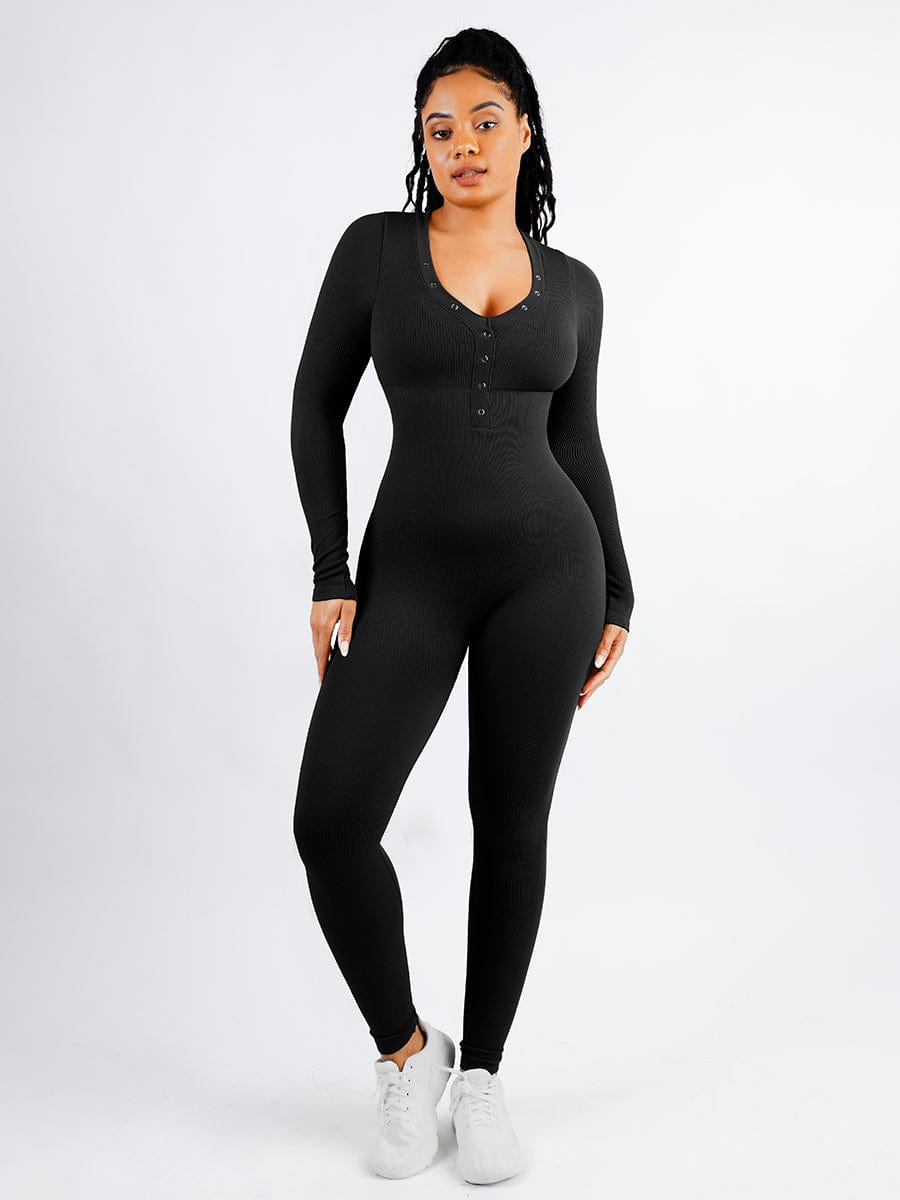Deep V-neck High Stretchy Seamless Tummy Control Jumpsuit — view 8