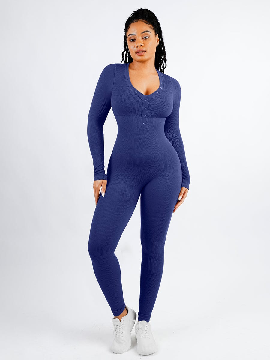 Deep V-neck High Stretchy Seamless Tummy Control Jumpsuit — view 4