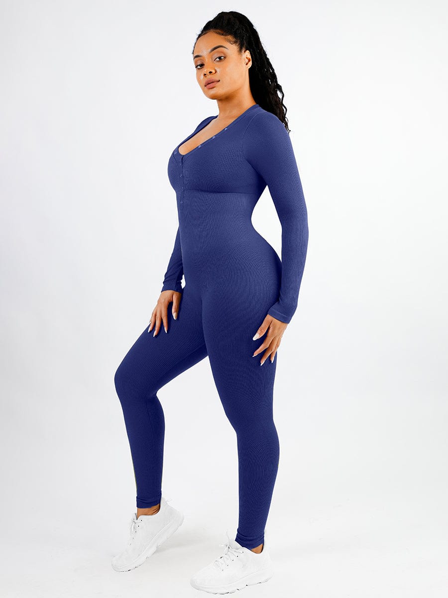 Deep V-neck High Stretchy Seamless Tummy Control Jumpsuit — view 5