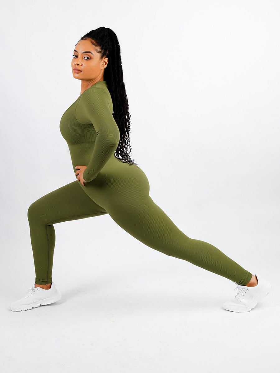 Deep V-neck High Stretchy Seamless Tummy Control Jumpsuit — view 3