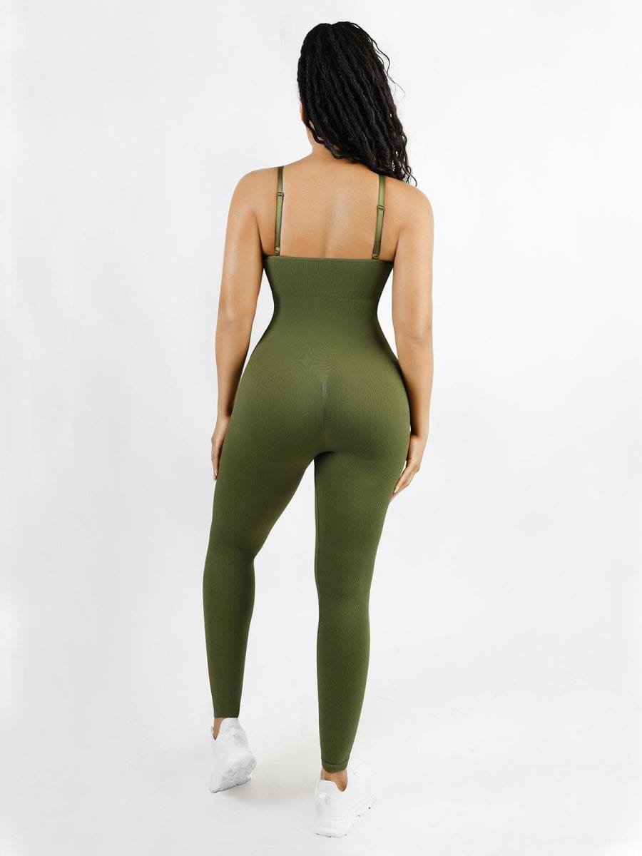 High Stretchy Seamless Sling Tummy Control Jumpsuit Removable cup pads — view 16