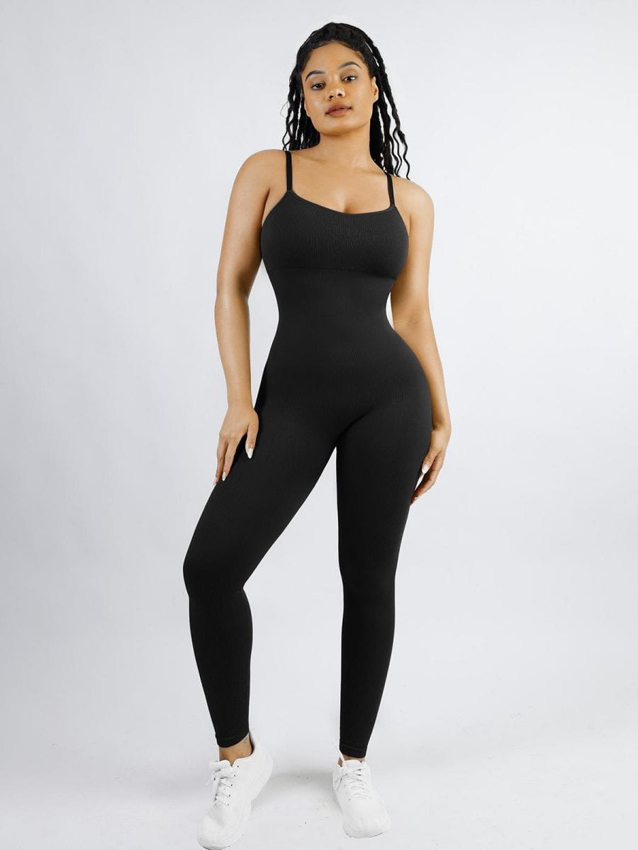 High Stretchy Seamless Sling Tummy Control Jumpsuit Removable cup pads — view 25