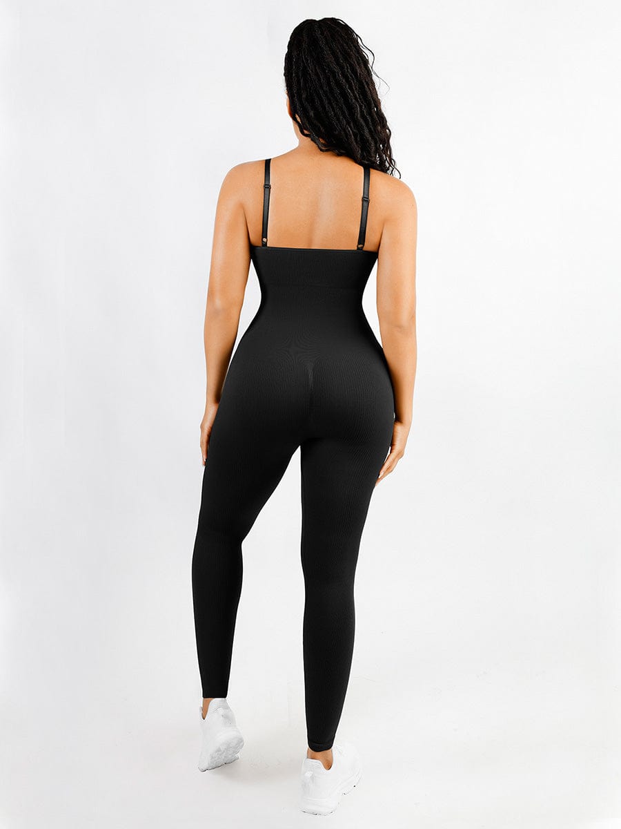 High Stretchy Seamless Sling Tummy Control Jumpsuit Removable cup pads — view 27