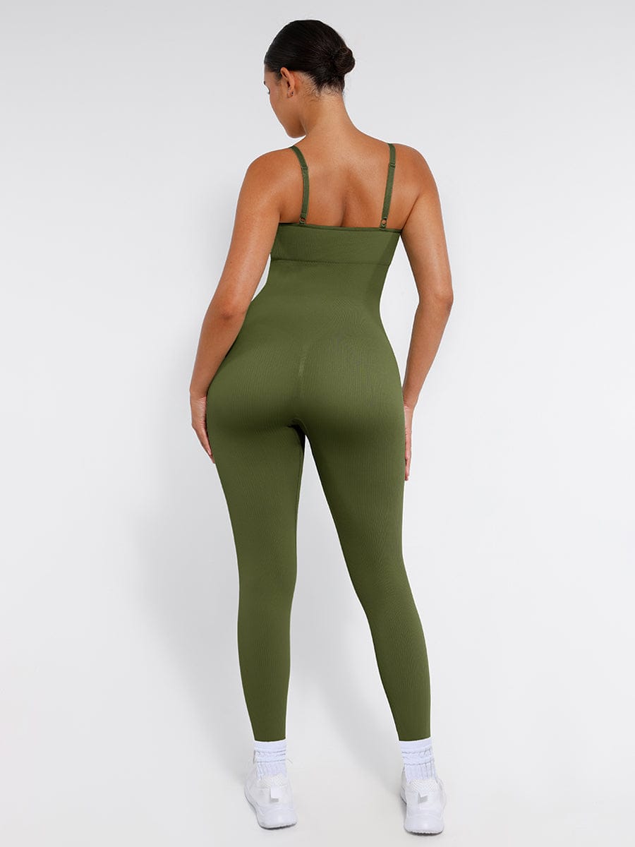 High Stretchy Seamless Sling Tummy Control Jumpsuit Removable cup pads — view 10