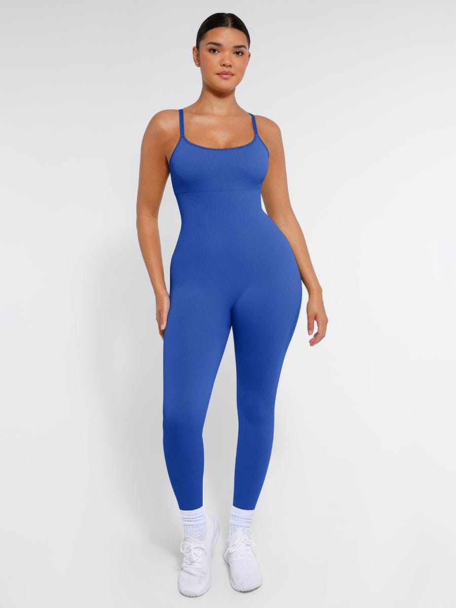 High Stretchy Seamless Sling Tummy Control Jumpsuit Removable cup pads — view 36