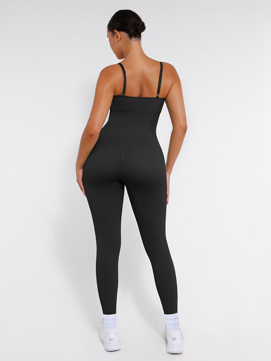 High Stretchy Seamless Sling Tummy Control Jumpsuit Removable cup pads — view 21