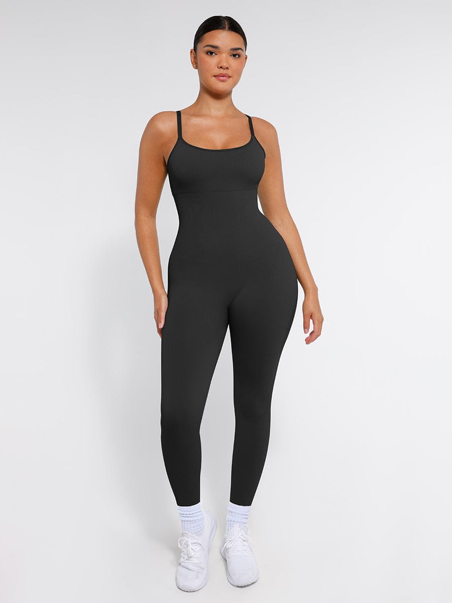High Stretchy Seamless Sling Tummy Control Jumpsuit Removable cup pads — view 20