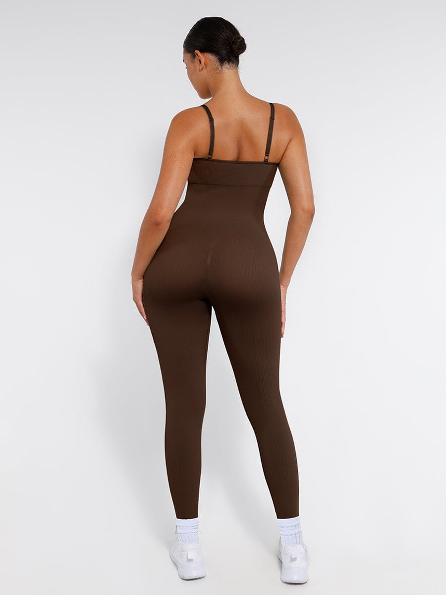 High Stretchy Seamless Sling Tummy Control Jumpsuit Removable cup pads — view 31