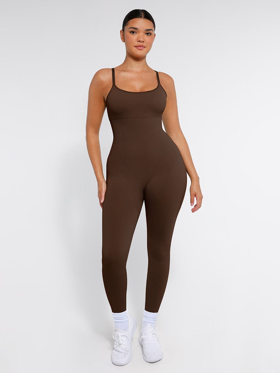 High Stretchy Seamless Sling Tummy Control Jumpsuit Removable cup pads — view 30