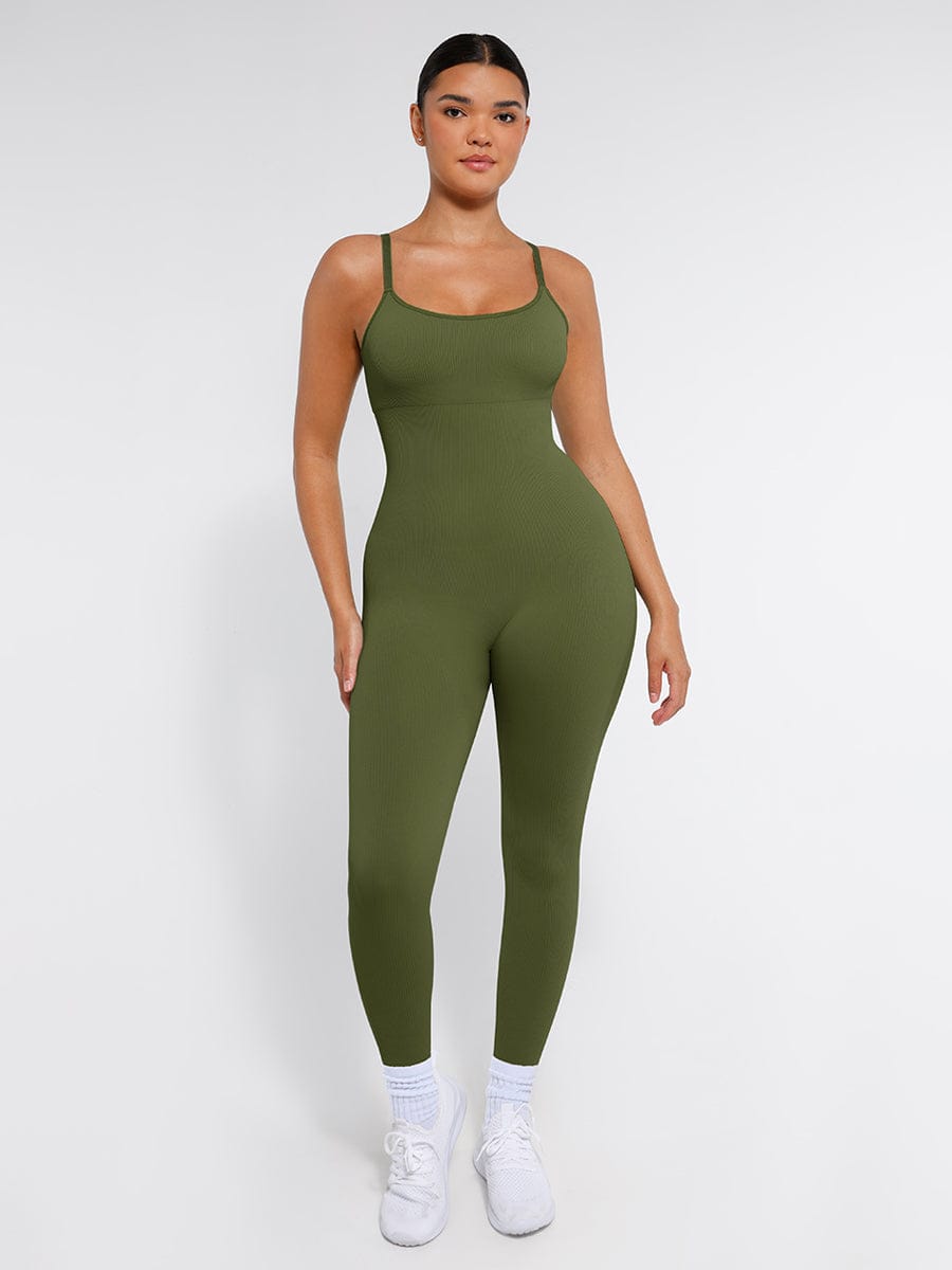 High Stretchy Seamless Sling Tummy Control Jumpsuit Removable cup pads — view 9