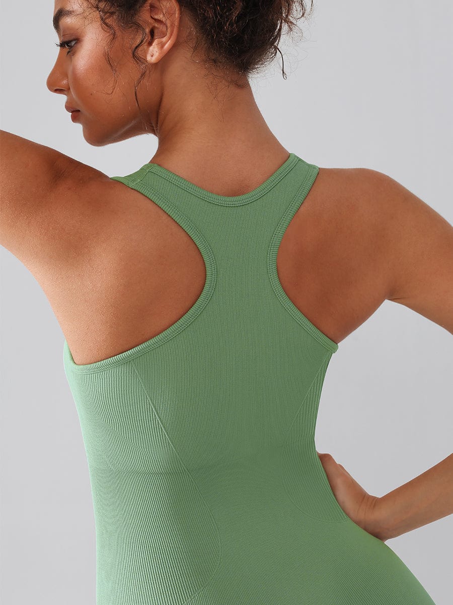 Seamless Zip Front Full-Length Racerback 2-in-1 Sport Shaping Jumpsuit — view 5