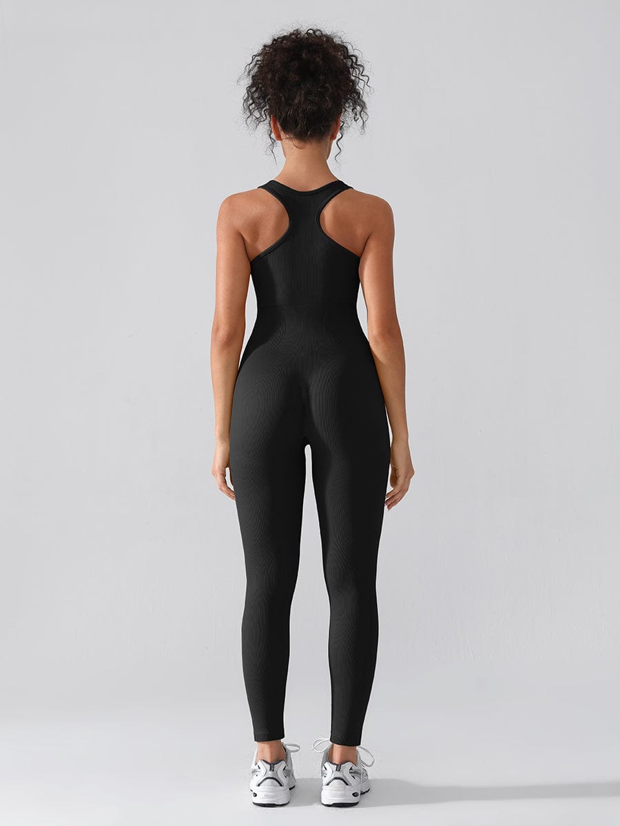 Seamless Zip Front Full-Length Racerback 2-in-1 Sport Shaping Jumpsuit — view 15