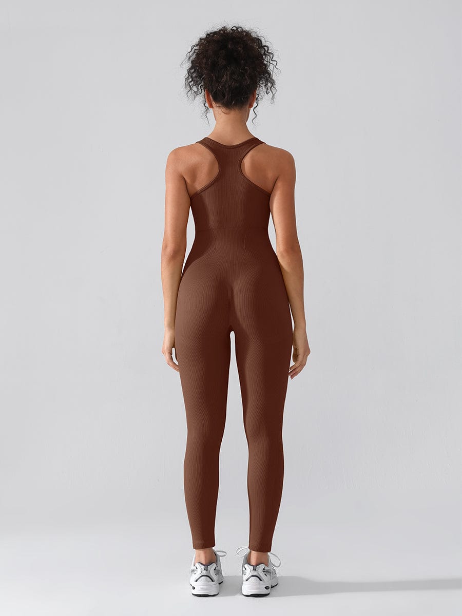 Seamless Zip Front Full-Length Racerback 2-in-1 Sport Shaping Jumpsuit — view 10