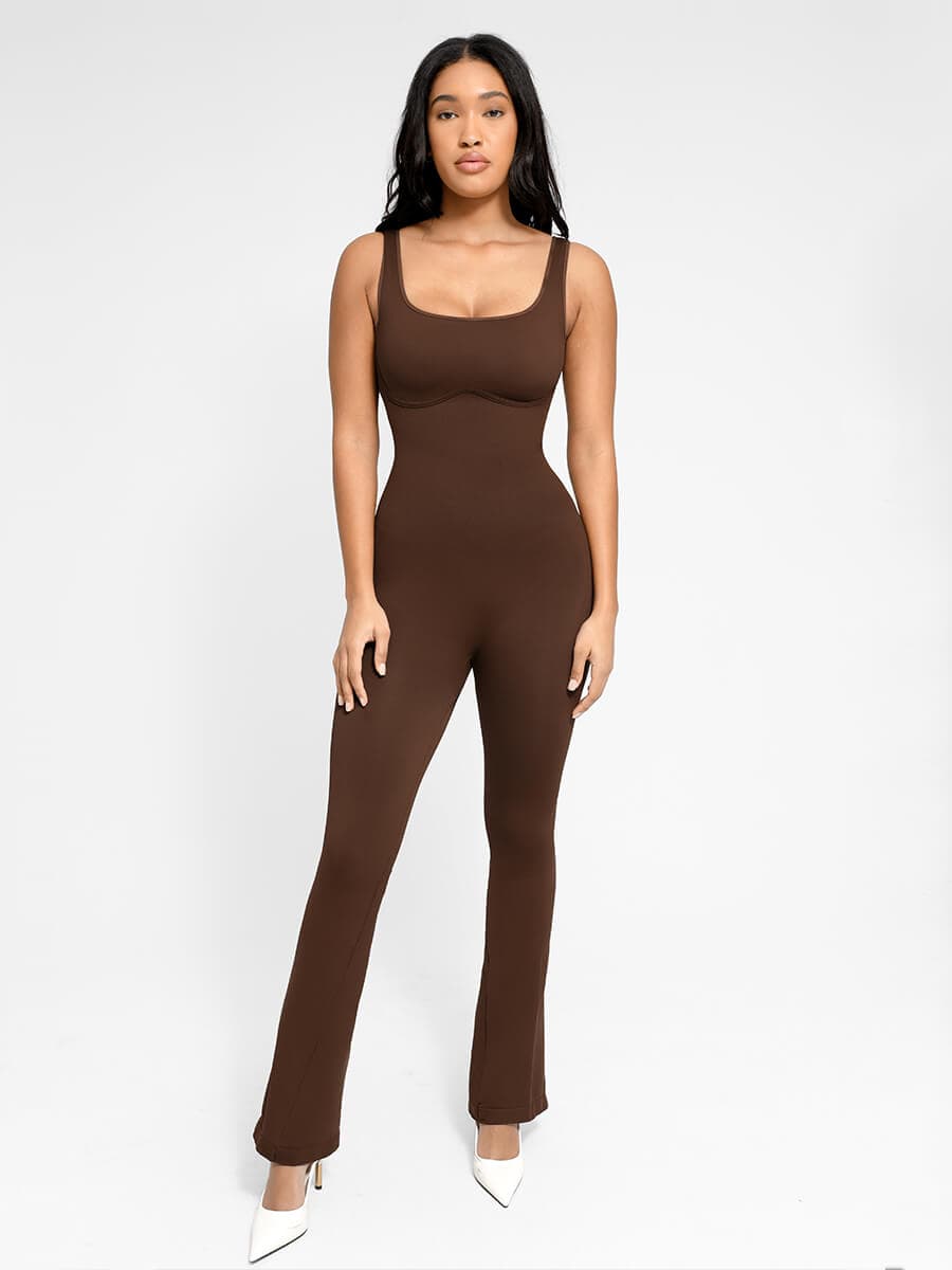 Seamless Square Neck U-Back Flared Jumpsuit — view 8