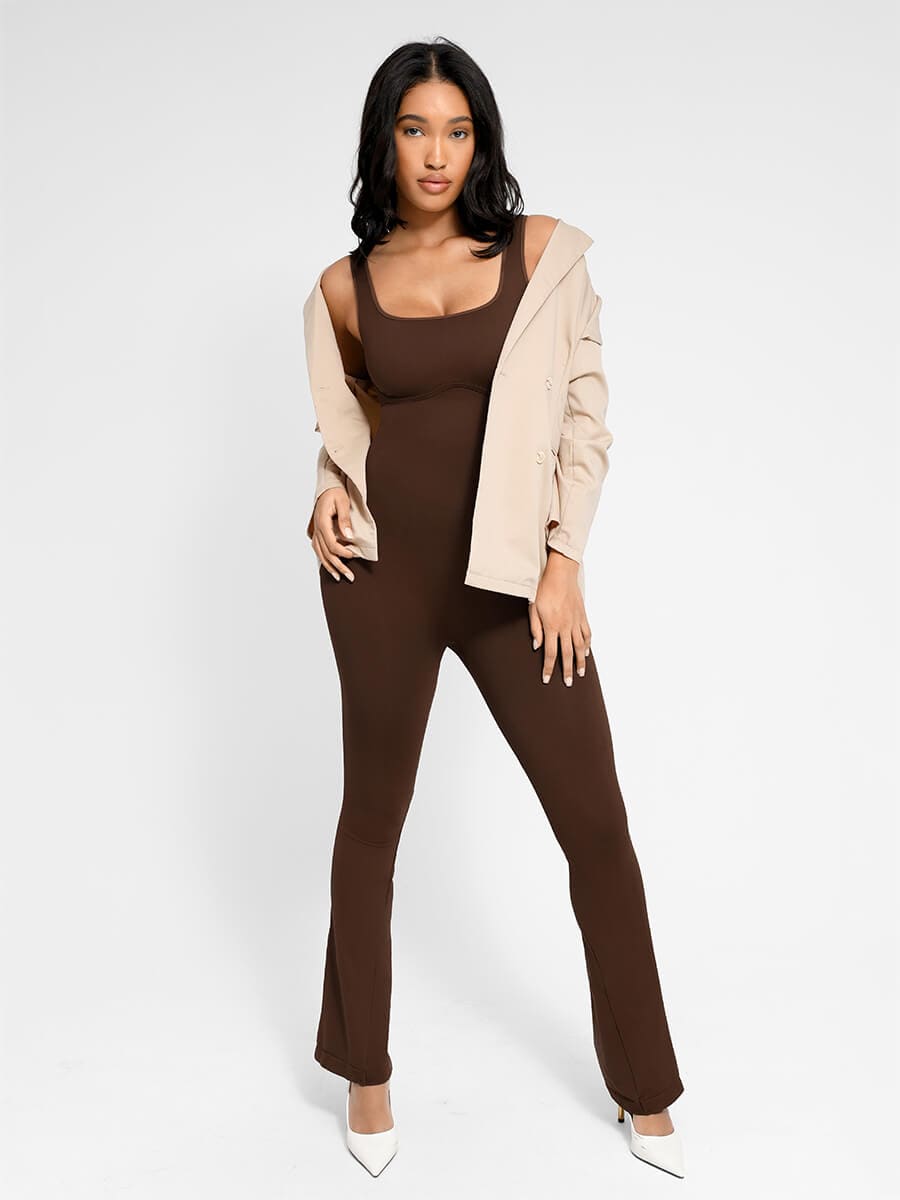 Seamless Square Neck U-Back Flared Jumpsuit — view 11