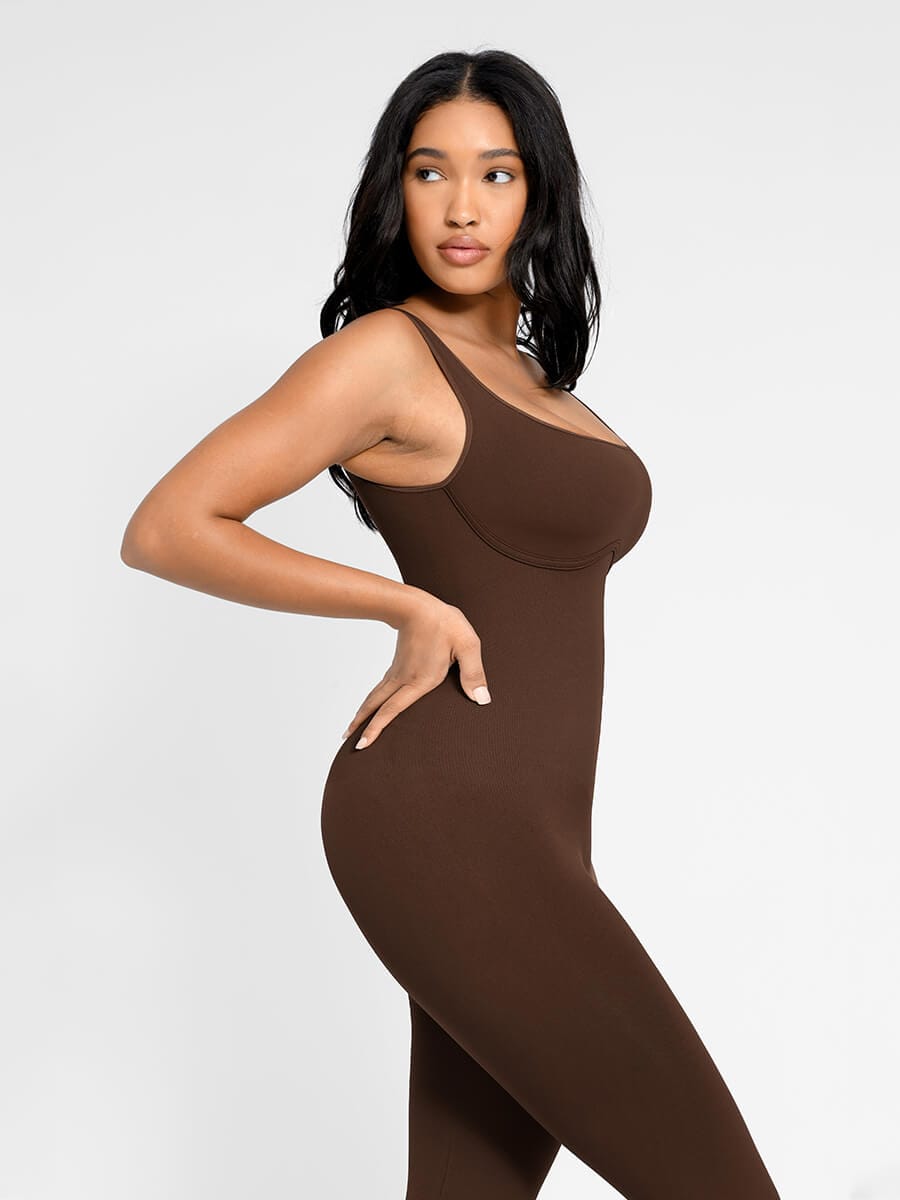 Seamless Square Neck U-Back Flared Jumpsuit — view 9