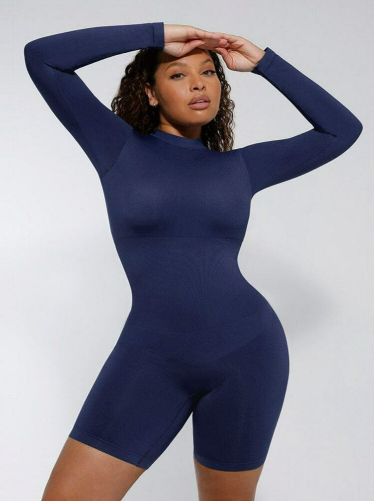 Seamless Bust Support Waist Cinching Tummy Control Jumpsuit with Removable Cups — view 16