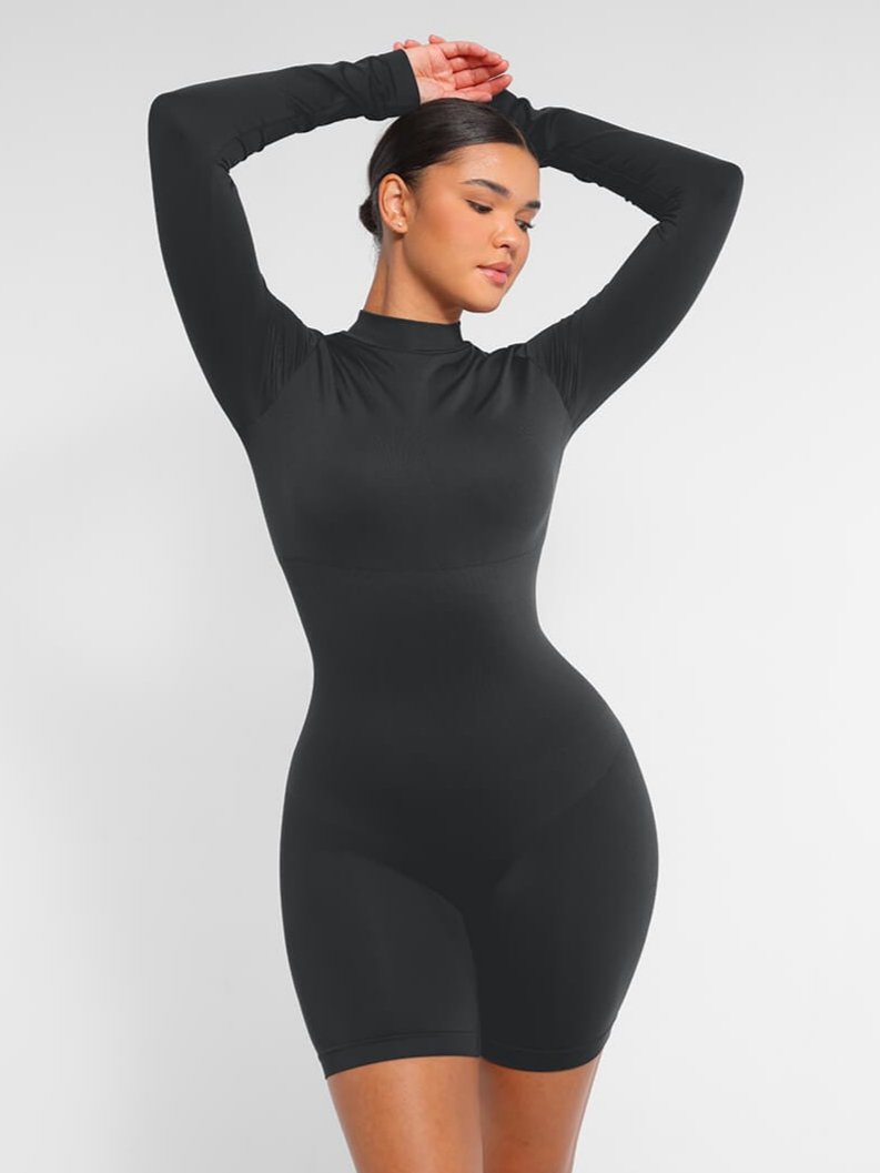 Seamless Bust Support Waist Cinching Tummy Control Jumpsuit with Removable Cups — view 1