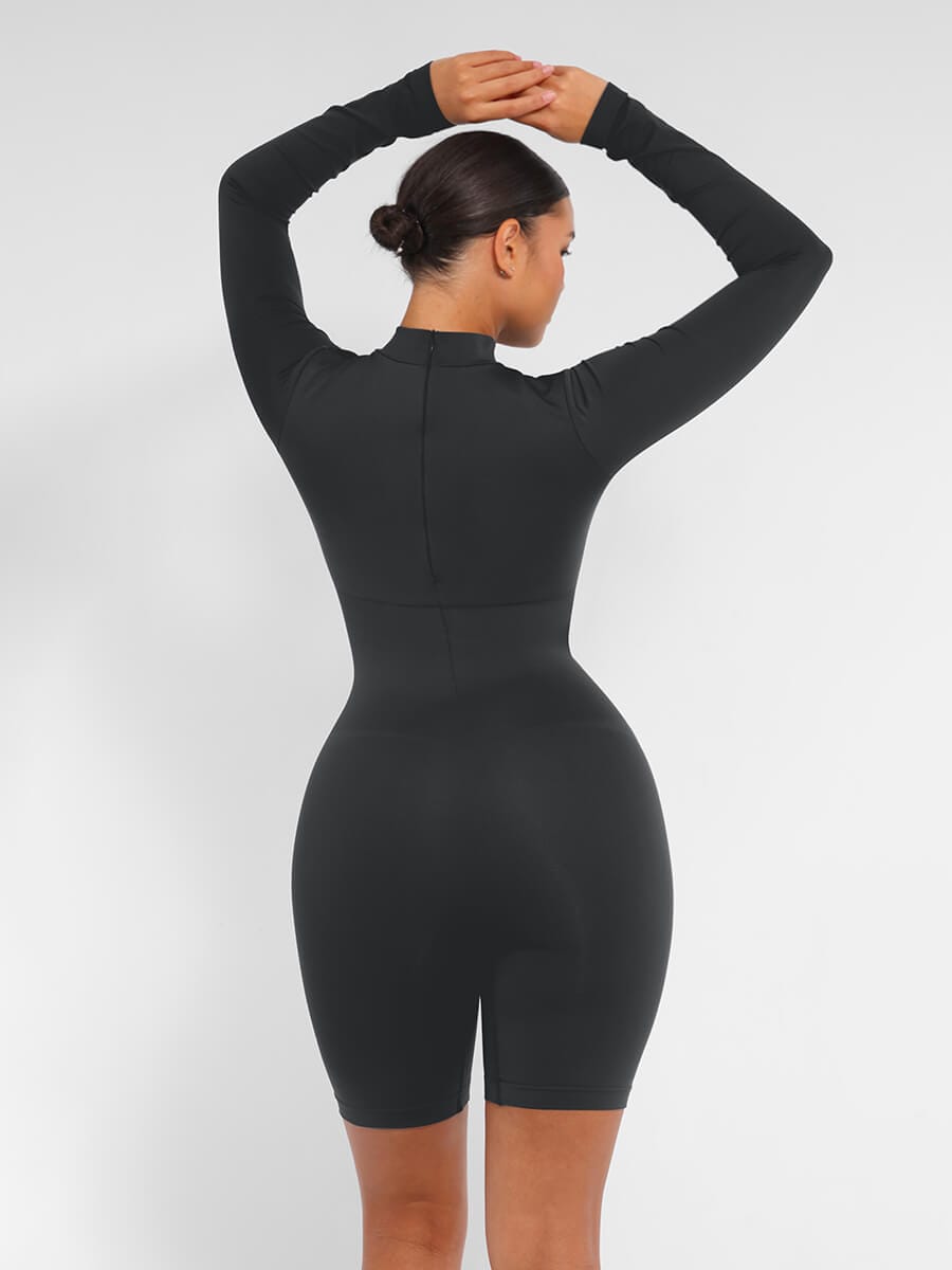 Seamless Bust Support Waist Cinching Tummy Control Jumpsuit with Removable Cups — view 2