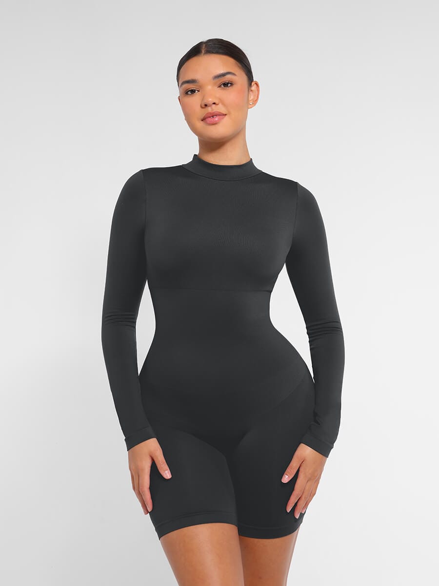 Seamless Bust Support Waist Cinching Tummy Control Jumpsuit with Removable Cups — view 4