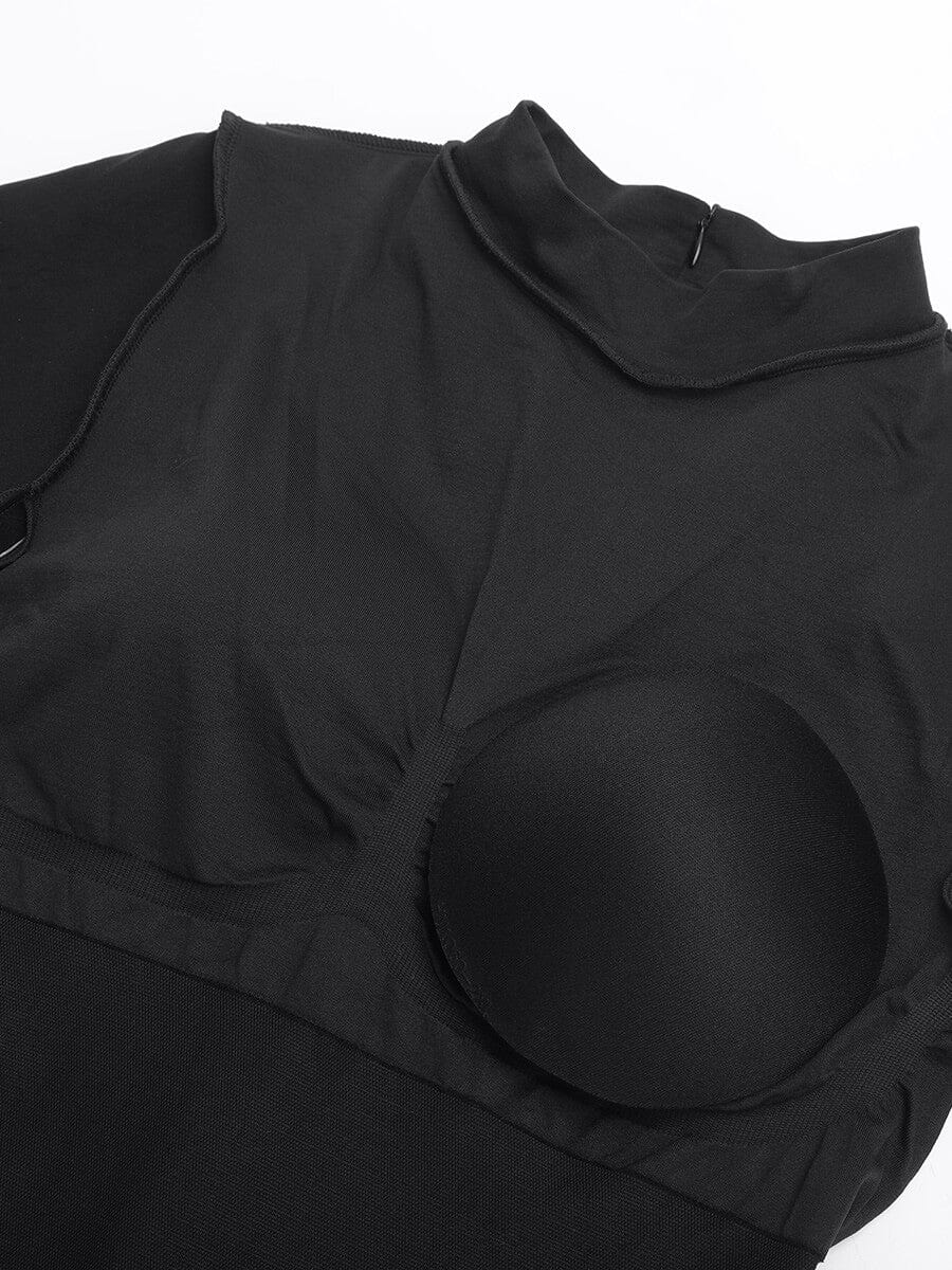 Seamless Bust Support Waist Cinching Tummy Control Jumpsuit with Removable Cups — view 5