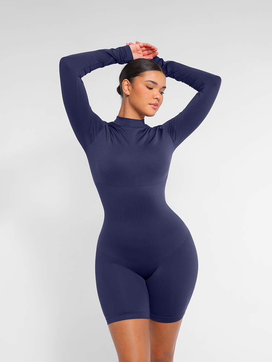 Seamless Bust Support Waist Cinching Tummy Control Jumpsuit with Removable Cups — view 13