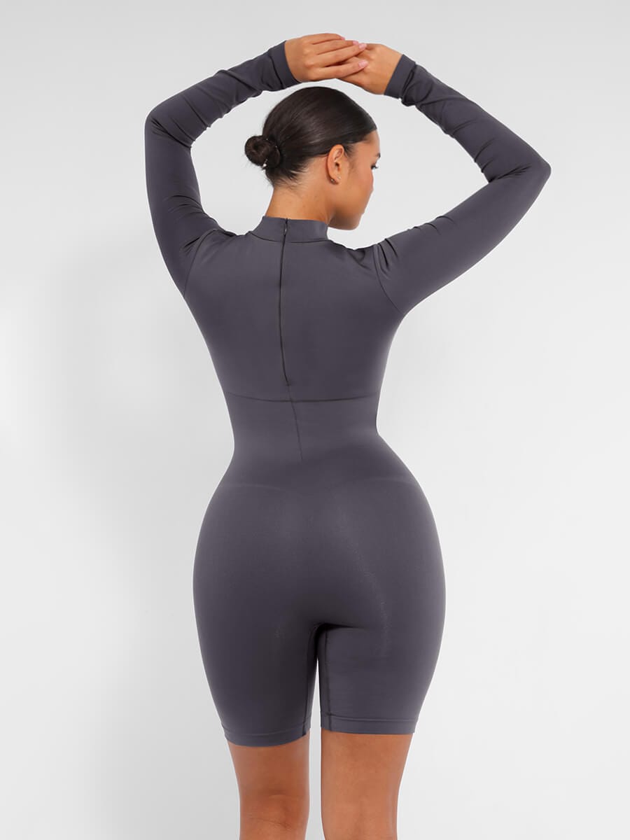 Seamless Bust Support Waist Cinching Tummy Control Jumpsuit with Removable Cups — view 26